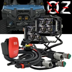 4" Pillar Mount 75W Side Emitting LED Pod Lights 180° Beam Pattern With Pulse Power Busbar Wire Kit Red Rocker Switch For Polaris XPEDITION RZR Turbo Pro Crew Ranger XP 2018-2024