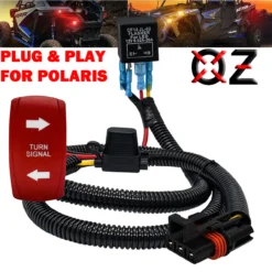 Turn Signal On/Off/On Red Plate Rocker Switch With Pulse Power Busbar Plug Wire Harness Compatible With Polaris Pulse RZR Pro Ranger Crew XP 2018-2023 -Oz R 1 29355.1692316988
