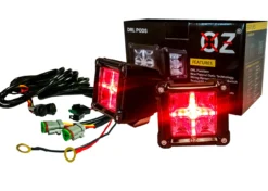 Red DRL POD 3" With Red LED Spot Beam Rear Fog Cube Light, Brake Tail Turn Signal Light With Wiring Harness Dual Switch 12V 24V -Oz R 6 94174.1510410380