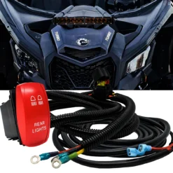 10ft. Power Busbar Wire Harness Kit With Rear Lights On/Off Red Rocker Switch Compatible With 2018-2023 Can-Am Maverick X3 Max RS Turbo RR Sport Trail Defender -Oz RL 5 20537.1700009126