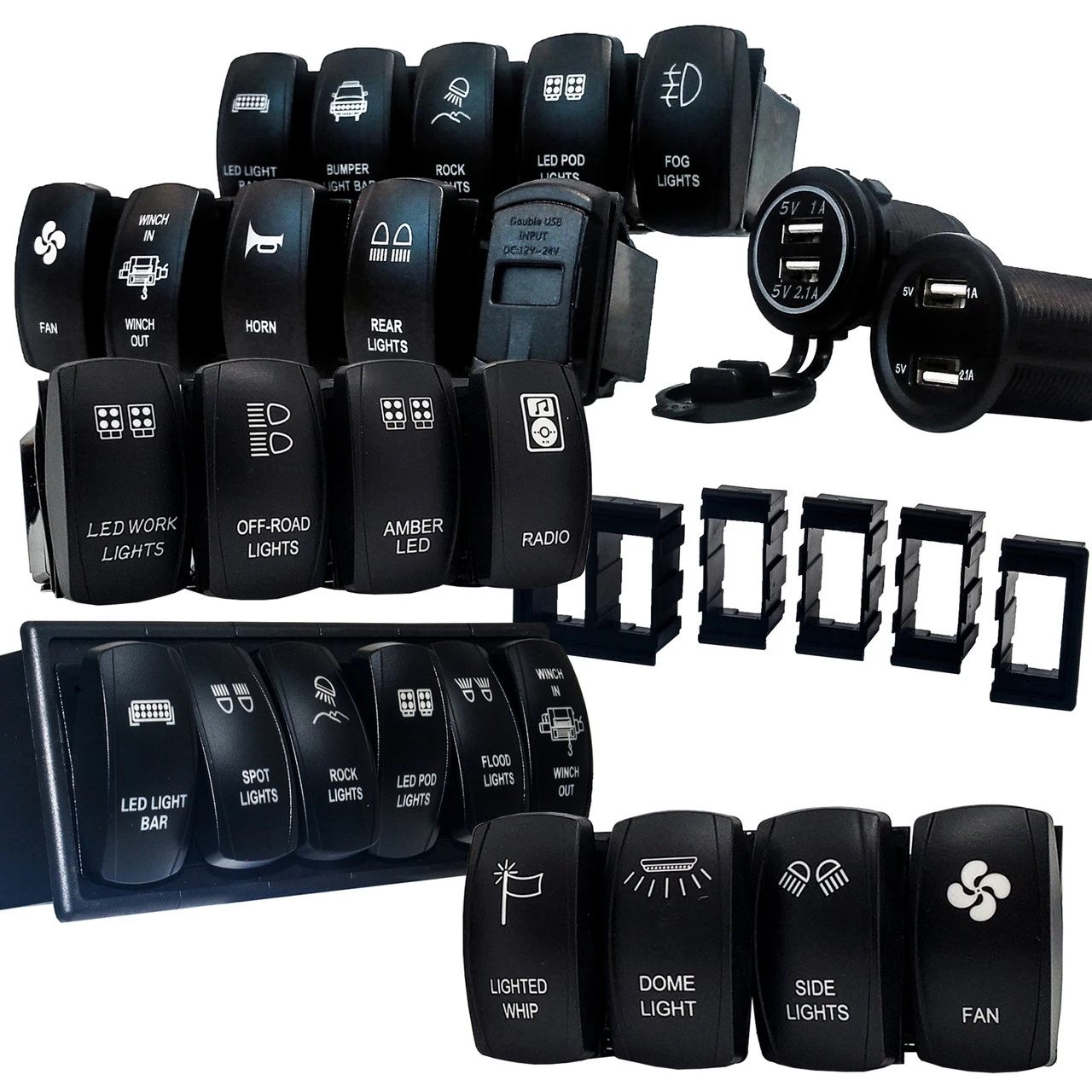 Radio On/Off Rocker Switch 5-Pin SPST OZ-USA® Laser Etch Blue LED Truck SUV Off-road UTV Rzr Polaris 8 Radio On/Off Rocker Switch 5-Pin SPST OZ-USA® Laser Etch Blue LED Truck SUV Off-road UTV Rzr Polaris - Image 8