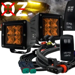 Amber LED Pod Lights Spot Beam With Power Bus Bar Wire Harness Compatible With Pulse Power Busbar Polaris RZR Turbo Pro XP Ranger Crew 2018-2023