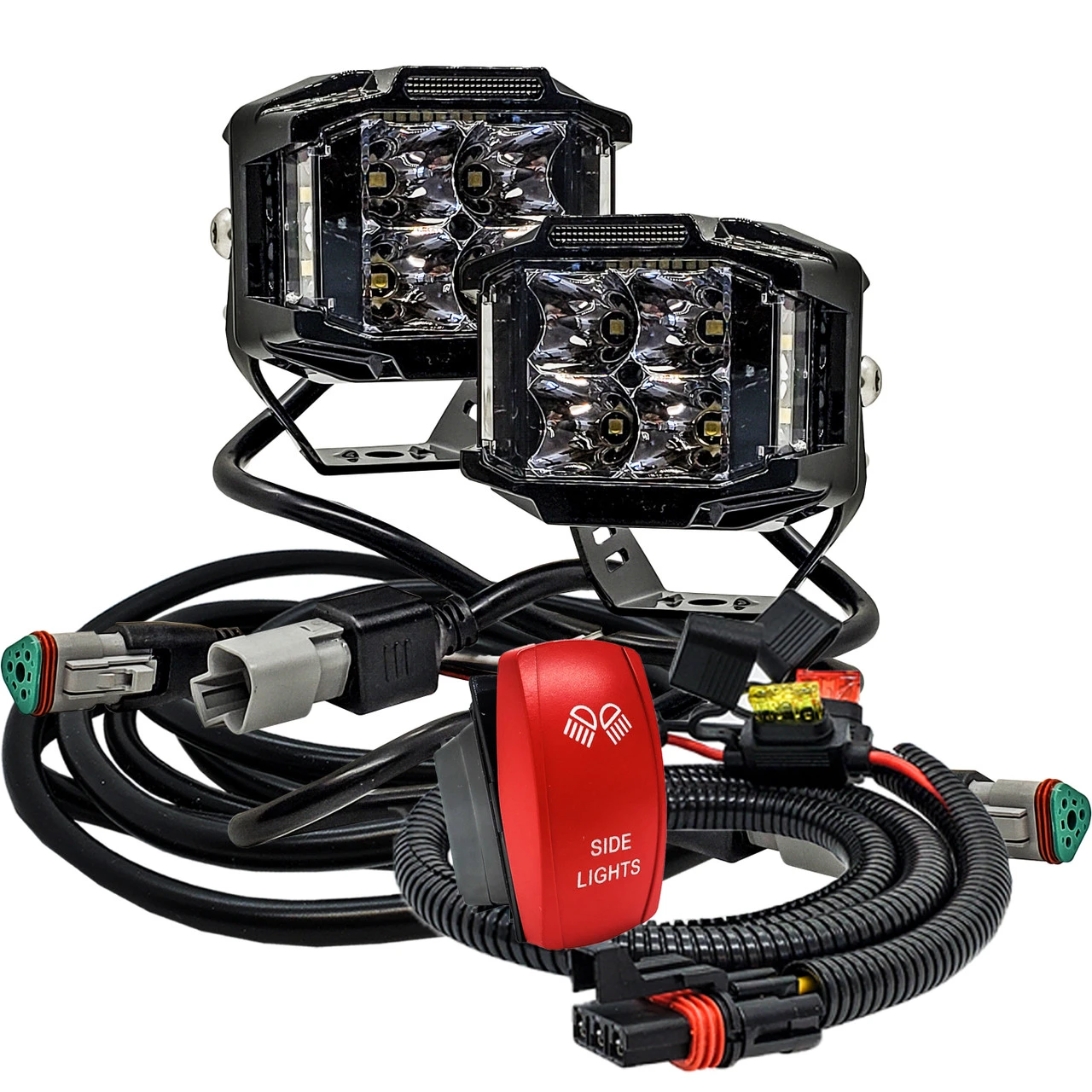 4" Pillar Mount 75W Side Emitting LED Lights 180° Beam Pattern With Pulse Power Busbar Wire Kit Red Rocker Switch For Polaris XPEDITION RZR Turbo Pro Crew Ranger XP 2018-2024 6 4" Pillar Mount 75W Side Emitting LED Lights 180° Beam Pattern With Pulse Power Busbar Wire Kit Red Rocker Switch For Polaris XPEDITION RZR Turbo Pro Crew Ranger XP 2018-2024 - Image 6