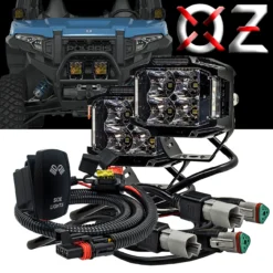 4" Pillar Mount 75W Side Emitting LED Lights 180° Beam Pattern With Pulse Power Busbar Wire Harness For Polaris XPEDITION RZR Turbo Pro Crew Ranger XP 2018-2024