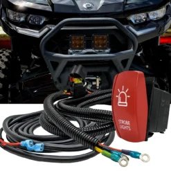 10ft. Power Busbar Wire Harness Kit With Strobe Lights On/Off Red Rocker Switch Compatible With 2018-2023 Can-Am Maverick X3 Max RS Turbo RR Sport Trail Defender -Oz STR 4 09975.1700091309