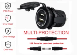 Green LED Dual USB Port Fast Charger Socket Power Outlet 1.0A 2.1A Car ATV Truck Boat Motorcycle 12 Volt -Oz U 13 13910.1516209735