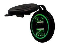 Green LED Dual USB Port Fast Charger Socket Power Outlet 1.0A 2.1A Car ATV Truck Boat Motorcycle 12 Volt -Oz UG 3 00504.1516068293