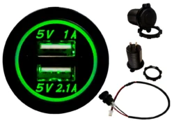 Green LED Dual USB Port Fast Charger Socket Power Outlet 1.0A 2.1A Car ATV Truck Boat Motorcycle 12 Volt -Oz UG 5 49833.1516252095