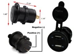 Dual USB Port Amber LED Voltmeter Fast Charger Socket Power Outlet 1.0A 2.1A Car ATV Truck Boat Motorcycle 12 Volt -Oz V 17 22249.1516252095