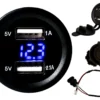 Dual USB Port Blue LED Voltmeter Fast Charger Socket Power Outlet 1.0A 2.1A Car ATV Truck Boat Motorcycle 12 Volt