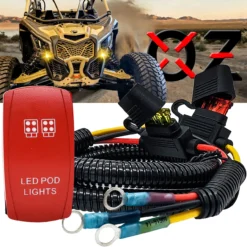 Pod Lights On/Off Red Rocker Switch With Power Distribution Block Wire Harness Compatible With 2018-2023 Can-Am Maverick X3 Max RS Turbo RR Sport Trail Defender -Oz X2 51890.1697498995