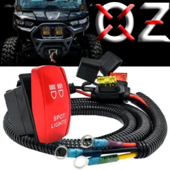 Spot Lights On/Off Red Rocker Switch With Power Distribution Block Wire Harness Compatible With 2018-2023 Can-Am Maverick X3 Max RS Turbo RR Sport Trail Defender