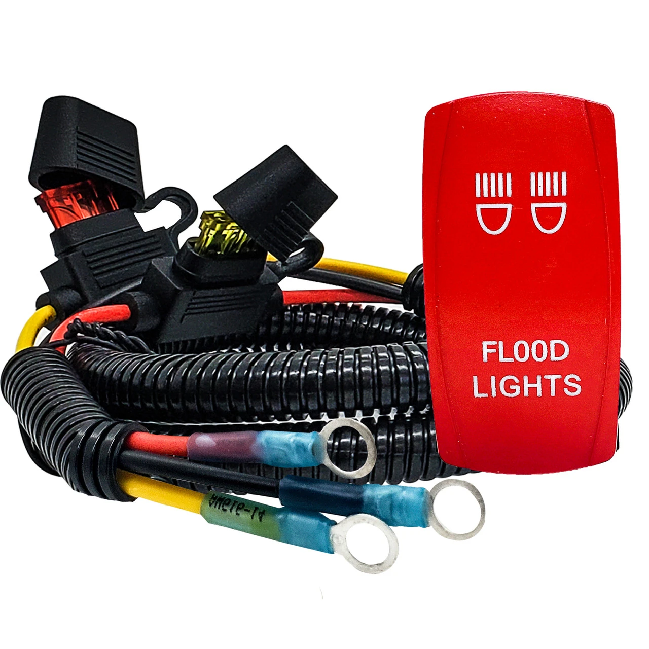 Flood Lights On/Off Red Rocker Switch With Power Distribution Block Wire Harness Compatible With 2018-2023 Can-Am Maverick X3 Max RS Turbo RR Sport Trail Defender 2 Flood Lights On/Off Red Rocker Switch With Power Distribution Block Wire Harness Compatible With 2018-2023 Can-Am Maverick X3 Max RS Turbo RR Sport Trail Defender - Image 2