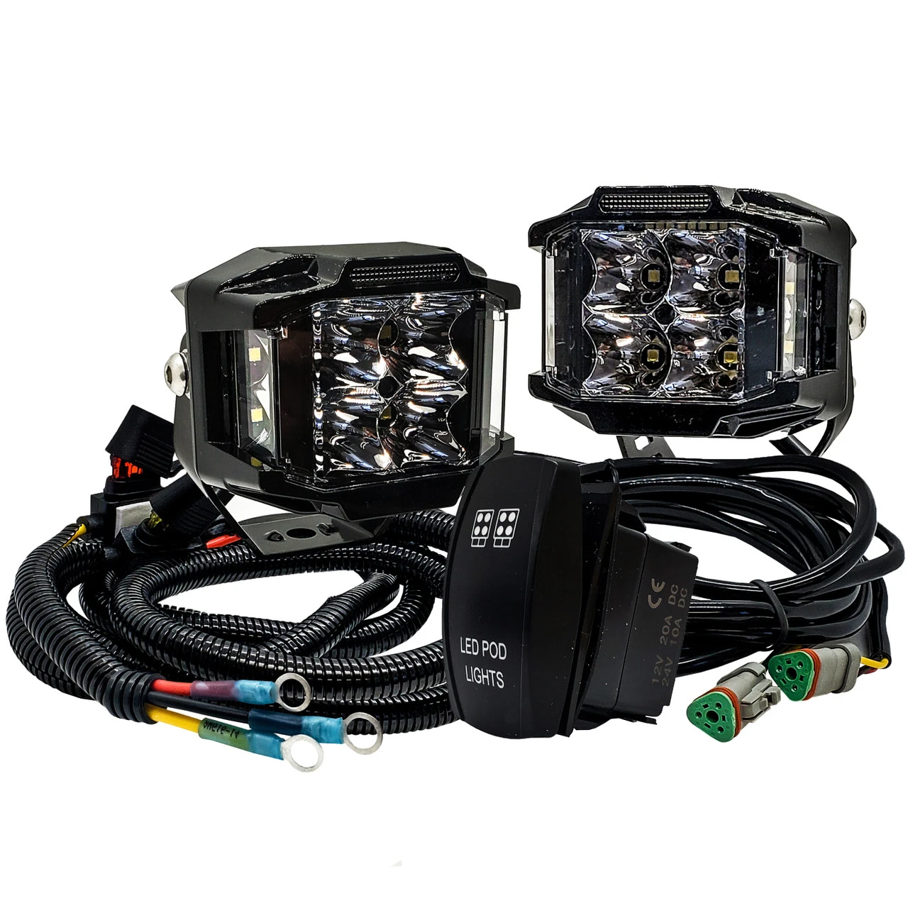 75W Side Emitting LED Pod Lights 180° Beam Pattern With Power Busbar Wire Kit Compatible With 2018-2023 Can-Am Maverick X3 Defender 2 75W Side Emitting LED Pod Lights 180° Beam Pattern With Power Busbar Wire Kit Compatible With 2018-2023 Can-Am Maverick X3 Defender - Image 2