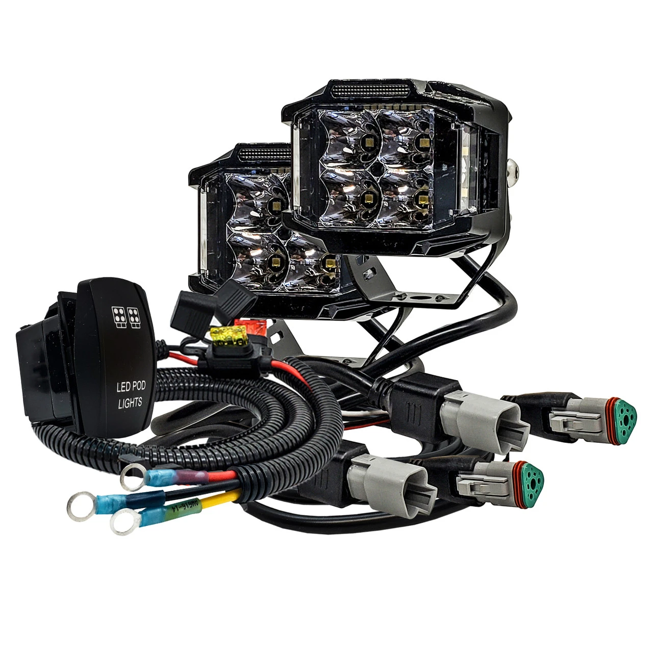 75W Side Emitting LED Pod Lights 180° Beam Pattern With Power Busbar Wire Kit Compatible With 2018-2023 Can-Am Maverick X3 Defender 3 75W Side Emitting LED Pod Lights 180° Beam Pattern With Power Busbar Wire Kit Compatible With 2018-2023 Can-Am Maverick X3 Defender - Image 3