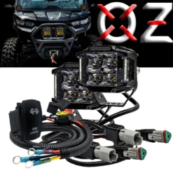 75W Side Emitting LED Ditch Lights 180° Beam Pattern With Power Busbar Wire Kit Compatible With 2018-2023 Can-Am Maverick X3 Defender