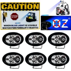 6X Blue Forklift LED Light And Warehouse Safety Laminated Vinyl Caution Sign -Oz X6 2 76510.1647557247