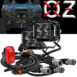 4" Pillar Mount 75W Side Emitting LED Lights 180° Beam Pattern With Pulse Power Busbar Wire Kit Red Rocker Switch For Polaris XPEDITION RZR Turbo Pro Crew Ranger XP 2018-2024