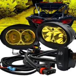 4" Oval Fluorescent Yellow LED Side Lights With Pulse Power Busbar Wire Harness Kit Compatible With Pulse Power Busbar Polaris RZR Turbo Pro XP Ranger Crew 2018-2023 -Oz XP SDL6 90924.1700178949