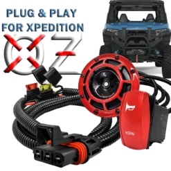 5" Hella Disc Horn With Pulse Power Busbar Plug Wire Harness Kit Fuse Red Rocker Switch Compatible With 2024 Polaris XPEDITION XP ADV Ultimate Northstar Premium