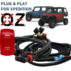 10' Pulse Power Bus Bar Plug Wire Harness Kit On/Off Red Rocker Switch For Dome Lights Bar Compatible With 2024 Polaris XPEDITION XP ADV Ultimate Northstar Premium