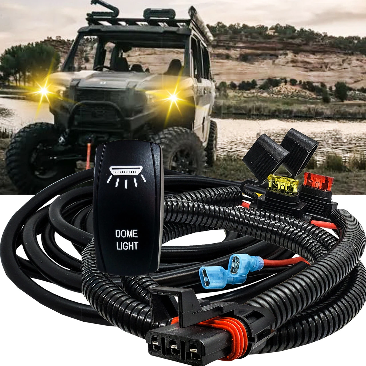 10ft. Pulse Power Bus Bar Plug Wire Harness Kit On/Off Rocker Switch For Dome Lights Bar Compatible With 2024 Polaris XPEDITION XP ADV Ultimate Northstar Premium 2 10ft. Pulse Power Bus Bar Plug Wire Harness Kit On/Off Rocker Switch For Dome Lights Bar Compatible With 2024 Polaris XPEDITION XP ADV Ultimate Northstar Premium - Image 2