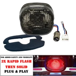Flashing Smoke Lens Tail Brake Red LED Light For Harley Davidson Motorcycle Stop Lamp Xl FLH FX