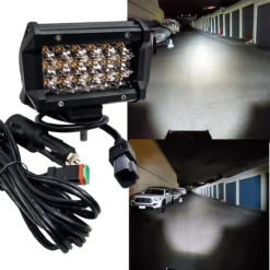 5" Magnet Base Mount LED Scene Light With Lighter Plug Adapter Wire Harness Kit For Off-road Truck RV 12V