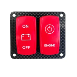 Real Carbon Fiber Ignition Switch Panel Engine Start Battery Cut On/Off Rocker Red