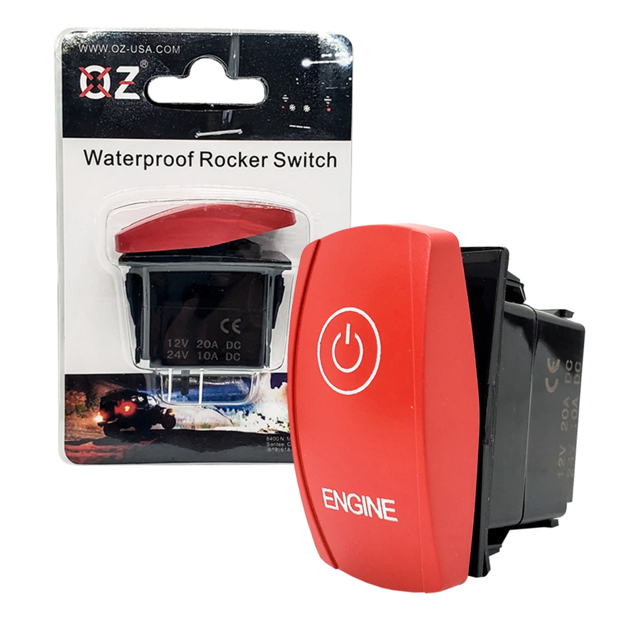 Engine Start On/Off Momentary Rocker Switch 4-Pin Laser Etch Red Plate For UTV Polaris RZR XP Can-Am Truck RV 2 Engine Start On/Off Momentary Rocker Switch 4-Pin Laser Etch Red Plate For UTV Polaris RZR XP Can-Am Truck RV - Image 2