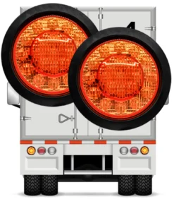 5.5 Inch Round Amber Lens 21-LED Turn Signal Light Flush Mount With Rubber Grommet