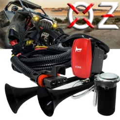 Air Horn Dual Trumpet With Power Bus Bar Plug Wiring Harness Kit Compatible With Polaris Pulse Power Bus Bar RZR Pro Ranger Crew XP 2018-2023