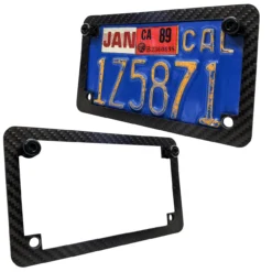 Carbon Fiber License Plate Frame With White LED Tag Lights Bolt For Motorcycle -Oz c 63789.1695511010