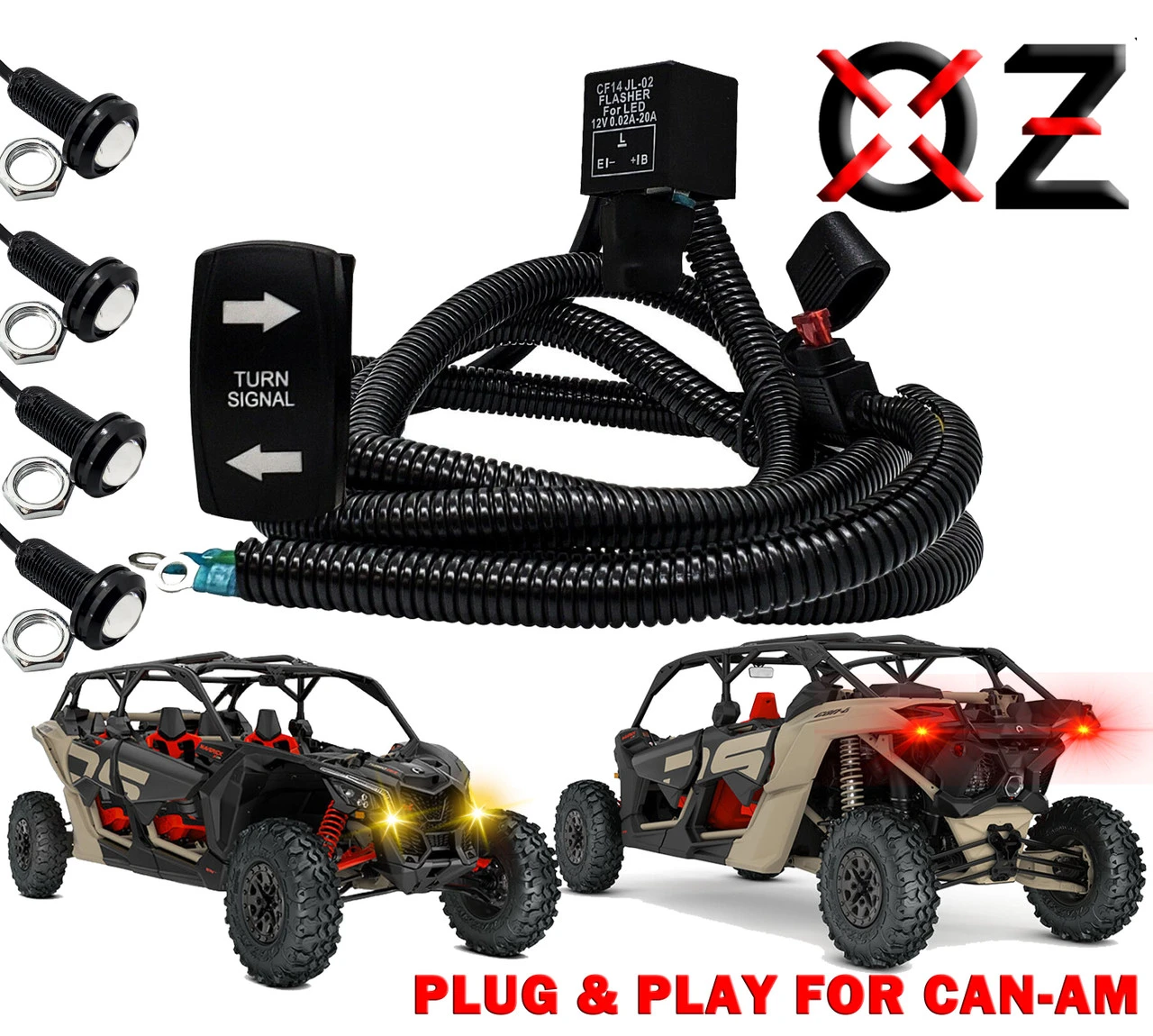 Amber & Red LED Turn Signal Kit Plug & Play Power Bus Bar Distribution Block Compatible With 2018-2023 Can-Am Maverick X3 Max RS Turbo RR Sport Trail Defender 1 Amber & Red LED Turn Signal Kit Plug & Play Power Bus Bar Distribution Block Compatible With 2018-2023 Can-Am Maverick X3 Max RS Turbo RR Sport Trail Defender