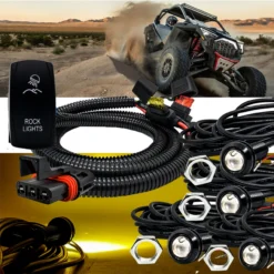 Amber LED Rock Light Kit 5/8 Inch Bolt Beam Plug & Play Power Bus Bar Wire Harness Compatible With Polaris Pulse RZR Pro Ranger Crew XP 2018-2023 -Oz d 60048.1690590285