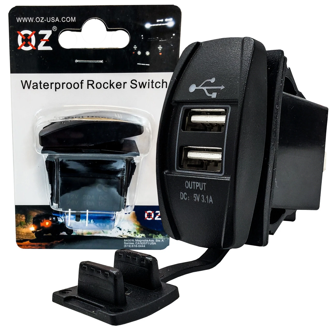 USB Port OZ-USA® For Rocker Switch Panel Universal Dual Power Socket Blue LED Backlit For Can-Am Polaris RZR Truck UTV RV 1 USB Port OZ-USA® For Rocker Switch Panel Universal Dual Power Socket Blue LED Backlit For Can-Am Polaris RZR Truck UTV RV