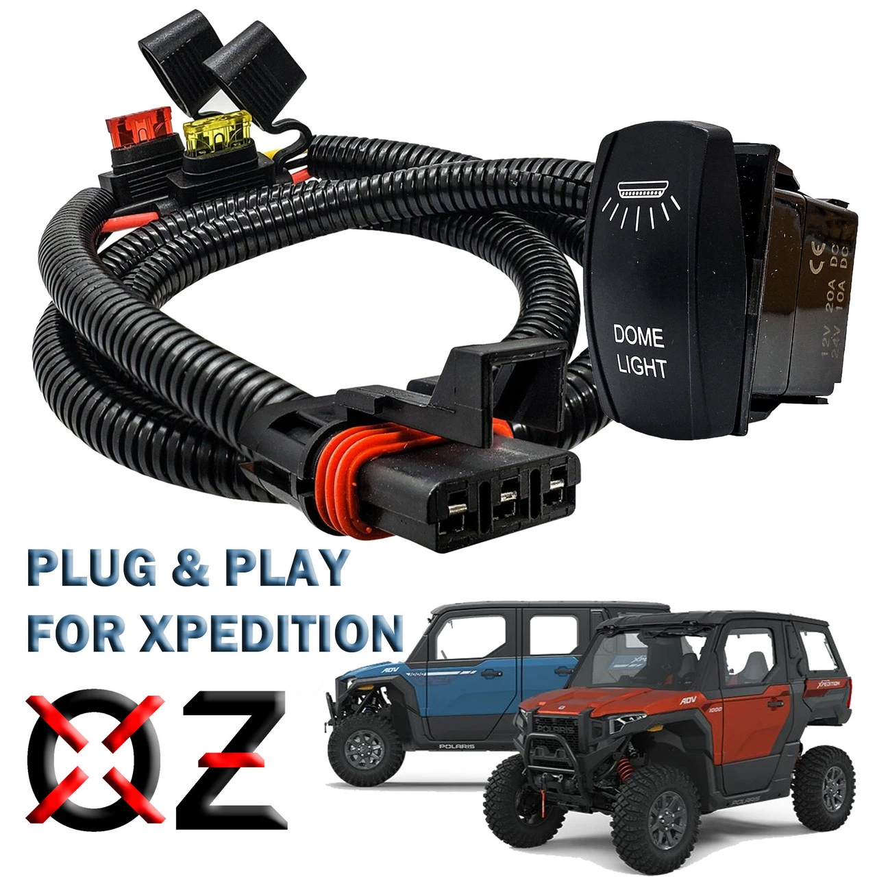 Pulse Power Bus Bar Plug & Play Wire Harness With On/Off Rocker Switch For DOME Lights Compatible With 2024 Polaris XPEDITION XP ADV Ultimate Northstar Premium 1 Pulse Power Bus Bar Plug & Play Wire Harness With On/Off Rocker Switch For DOME Lights Compatible With 2024 Polaris XPEDITION XP ADV Ultimate Northstar Premium
