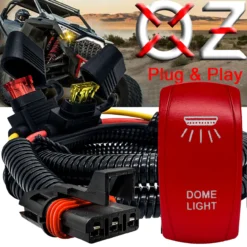 Dome Lights On/Off Red Rocker Switch With Power Busbar Plug Harness Compatible With Polaris Pulse Power Busbar RZR Pro Ranger Crew XP 2018-2023