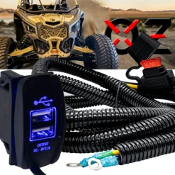 Dual USB Port Fast Charger Outlet Power Busbar Distribution Block Wire Harness Compatible With Can-Am Maverick X3 RS Turbo Commander Defender