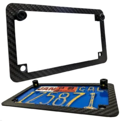 Carbon Fiber License Plate Frame With White LED Tag Lights Bolt For Motorcycle -Oz f1 74405.1695511032
