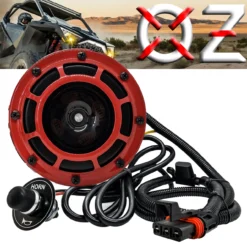 5" Hella Disc Horn With Floor-Mount Step-On Switch & Power Bus Bar Plug Wire Harness Compatible With Pulse Busbar Polaris RZR Pro Ranger Crew XP 2018-2023