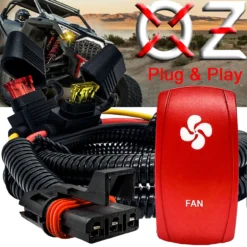 FAN On/Off Red Rocker Switch With Power Busbar Plug Harness Compatible With Polaris Pulse Power Busbar RZR Pro Ranger Crew XP 2018-2023