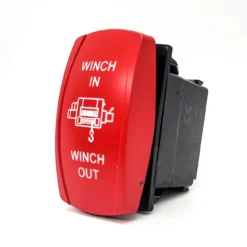 Winch In/Out Red Plate Momentary Rocker Switch 4-Pin For UTV Polaris RZR XP Can-Am YXZ Trucks RV Marine Vessels