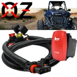 HORN Momentary On/Off Red Rocker Switch With Power Busbar Plug Harness Compatible With Polaris Pulse Power Busbar RZR Pro Ranger Crew XP 2018-2023 -Oz ja 4 34077.1692905159