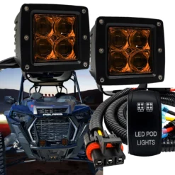 Amber LED Pod Lights Spot Beam With Power Bus Bar Wire Harness Compatible With Pulse Power Busbar Polaris RZR Turbo Pro XP Ranger Crew 2018-2023 -Oz k 48736.1685830227