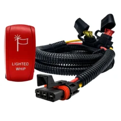 Lighted Whip On/Off Red Rocker Switch With Power Busbar Plug Harness Compatible With Polaris Pulse Power Busbar RZR Pro Ranger Crew XP 2018-2023 -Oz lw 3 62344.1692918648