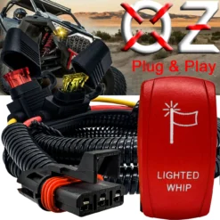 Lighted Whip On/Off Red Rocker Switch With Power Busbar Plug Harness Compatible With Polaris Pulse Power Busbar RZR Pro Ranger Crew XP 2018-2023