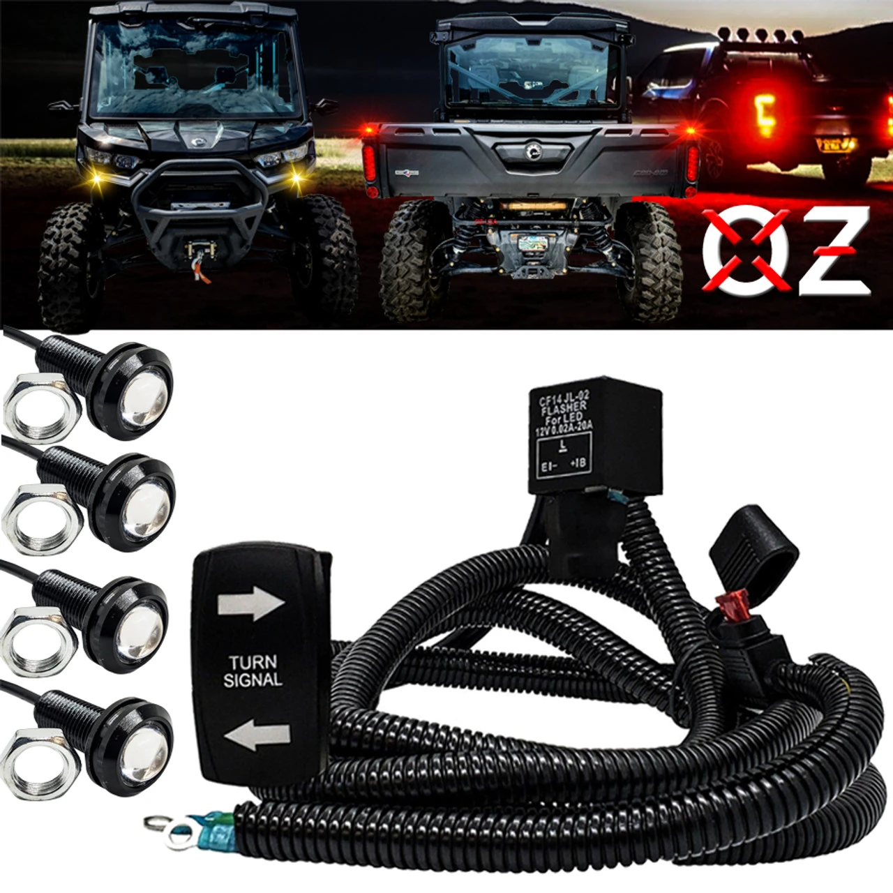 Amber & Red LED Turn Signal Kit Plug & Play Power Bus Bar Distribution Block Compatible With 2018-2023 Can-Am Maverick X3 Max RS Turbo RR Sport Trail Defender 2 Amber & Red LED Turn Signal Kit Plug & Play Power Bus Bar Distribution Block Compatible With 2018-2023 Can-Am Maverick X3 Max RS Turbo RR Sport Trail Defender - Image 2