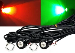 Red & Green LED Navigational Marine Bow Lights 5/8" Round 22mm Bolt Beam With 20 Ft. AWG #26 Wire Cable For Boats Pontoon Houseboats Fishing Vessels -Oz rg6 21988.1686699573