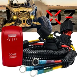 Dome Lights On/Off Red Rocker Switch With Power Distribution Block Wire Harness Compatible With 2018-2023 Can-Am Maverick X3 Max RS Turbo RR Sport Trail Defender